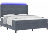 Vidaxl Letto Boxspring Con Materasso Con Led Grigio Scuro 180 X 200 Cm Velluto