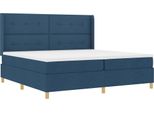Vidaxl Letto A Molle Con Materasso E Testiera Blu 140 X 200 Cm In Tessuto