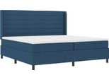 Vidaxl Led Letto A Molle Con Materasso Blu 200 X 200 Cm Tessuto