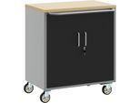 Vidaxl Banco Da Lavoro Con Ruote Con Magazzino Nero E Grigio 75 X 45 X 85 Cm