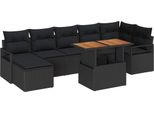 Vidaxl Set Da Pranzo Da Giardino Con Cuscini 8 Pezzi Nero E Marrone