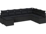 Vidaxl Set Di Divani Con Cuscini E Portaoggetti 8 Pezzi In Polirattan Nero