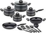 Set Di Pentole - Induzione - Gsw - Milano Nero - 15 Pezzi - Alluminio Massiccio - Nero