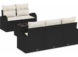 Vidaxl Set Di Divani Da Giardino 6 Pezzi Nero 55 X 55 X 37 Cm Poly Rattan