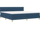 Vidaxl Letto Boxspring Con Materasso E Led Blu 200 X 200 Cm Tessuto