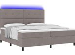 Vidaxl Letto Boxspring Con Materasso Led Taupe 200 X 200 Cm Tessuto