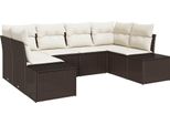 Vidaxl Set Di Divani Da Giardino 6 Pezzi Marrone E Crema 234 X 154 X 85 Cm