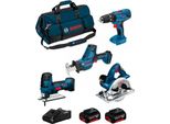 Kit Bosch 18V BK404BAG (Gsa 18 V-LI C + Gst 18 V-LI S + Gks 18 V-LI + Gsb 18V-21 + 2 X 5,0 Ah + GAL18V-40 + Tasche)