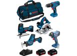 Kit Bosch 18V BK501BAG (Gsa 18 V-LI C + Gst 18 V-LI S + Gks 18 V-LI + Gsb 18V-21 + Gdr 18V-160 + 2 X 4,0 Ah + GAL18V-40 +Tasche)
