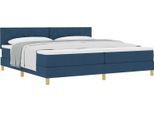 Vidaxl Letto A Molle Con Materasso E Testata Blu 200 X 200 Cm In Tessuto