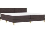 Vidaxl Led Letto A Molle Con Materasso Marrone Scuro 200 X 200 Cm Tessuto