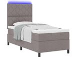 Vidaxl Letto Boxspring Con Materasso Led Taupe 100 X 200 Cm Tessuto