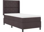 Vidaxl Led Letto A Molle Con Materasso Marrone Scuro 100 X 200 Cm Tessuto