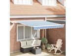Vidaxl Tenda Da Sole Retrattile Blu E Bianca 350 X 250 Cm