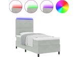 Vidaxl Led Letto A Molle Con Materasso Grigio Chiaro 80 X 200 Cm Tessuto