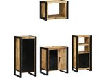 Vidaxl Set Di Mobili Da Bagno 4 Pezzi Marrone E Nero In Legno Massiccio Di Mango
