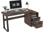 Scrivania Moderna 135X54 Cm In Mdf E Acciaio, Stabile, Con Cassetto Silenzioso E Portaoggetti - Marrone