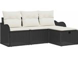 Vidaxl Set Di Divani Da Giardino 4 Pezzi Nero E Crema 176 X 117 X 85 Cm