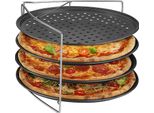 Relaxdays Set Di 4 Vassoi Per Pizza Con Rastrelliera