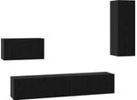Vidaxl Mobile Tv A Parete 4 Pezzi Look Rovere Nero 200 X 30 X 30 Cm