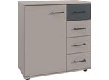 Kombikommode wimex "Taiga", Grau (Saharagrau, Graphit), B:81Cm H:83Cm T:41Cm, Holzwerkstoff, Sideboards, Kombikommode, 1 TüRig Und 4 Schubladen