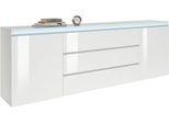 Sideboard Home Affaire "Magic, Kommode, Schrank, Stauraumschrank", Weiß (Weiß Hochglanz Lackiert), B:240Cm H:81Cm T:40Cm, Sideboards, Sideboard, Mit 2 TüRen Und 3 SchubkäSten Hochglanz Lackiert (B/T/H) 240X40X81 Cm