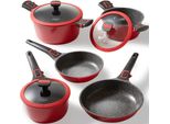 Topf-Set Stoneline "Imagination Plus", Rot (Rubinrot), TöPfe, Mit Abnehmbaren 3-Stufen-Sicherheitsgriffen, Induktionsgeeignet