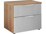 Nachtkonsole Wiemann "Como", Weiß (Bianco, Eiche, Dekor, Glas Weiß, Chrom), B:60Cm H:46,4Cm T:43Cm, Floatglas, Holzwerkstoff, Metall, Sideboards, Nachtkonsole, Vormontiert