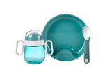 Kindergeschirr-Set MEPAL Babygeschirr Mio 3er Set, blau (deep turquoise), Kunststoff, Geschirr-Sets
