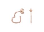 Paar Creolen CAÏ "925 Sterling Silber Rosé Vergoldet Herz Klein", Rot, Ohrringe, Damen, One-Size, Silber 925 (Sterlingsilber)