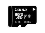 HAMA Speicherkarte microSD Karte, Memory Fast, + Adapter/Mobile, Class 10 UHS-I, schwarz, 64 GB, Speicherkarten