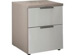 Nachtkonsole Wiemann "Como", Weiß (Kieselgrau, Dekor, Glas Weiß, Schiefer), B:40Cm H:46,4Cm T:43Cm, Floatglas, Holzwerkstoff, Metall, Sideboards, Nachtkonsole, Vormontiert