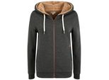 Sweatjacke Oxmo "Sweatjacke Oxvicky", Damen, Gr. Xs, Grau (Dar Grau M), Obermaterial: 80% Polyester Pes. 20% Baumwolle Co., Sweatjacken Sweatjacke