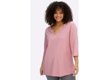3/4-Arm-Shirt Sheego "3/4-Arm-Shirt", Damen, Gr. 48/50, Hortensie, 50% Baumwolle, 50% Modal, Unifarben, Rundhals, Shirts 3/4-Arm-Shirt
