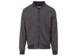 Allwetterjacke Urban Classics "Urban Classics Herren Light Bomber Jacket", Herren, Gr. M, Grau (Schwarz), 100% Polyester, Unifarben, Normal, Amerikanischer Ausschnitt, Jacken