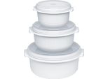 Emsa Set Di Pentole Per Microonde Micro Family 0,5/1/1,5 Litri Bianco 3 Pezzi