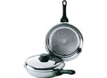 Padella Kelomat Grillmeister Con Coperchio Ø28 Cm Griglia A Induzione In Acciaio Inox Base A Nido D'ape