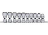 Ks Tools Set Di Bussole Esagonali 3/8, 10 Pz.10-19Mm, Con Snodo, 917.3940