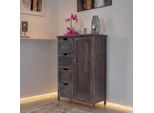 Cassettiera HWC-D12, Cassettiera Armadio, Effetto Shabby Vintage 82X55X30Cm ~ Marrone