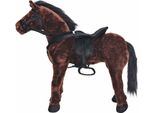 Vidaxl Cavallo Giocattolo Di Peluche In Piedi Marrone Scuro Xxl