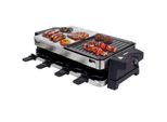 Syntrox Chef Grill Rac-1500W-Bern Raclette In Acciaio Inox Per 8 Persone Con Pietra Calda E Piastra Grill
