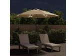 Vidaxl Ombrellone Con Luci Led E Palo In Acciaio 300 Cm Taupe