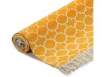Vidaxl Tappeto Kilim In Cotone 160X230 Cm Con Motivo Giallo