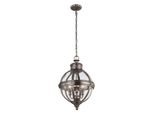 Lampada A Sospensione A Sfera Vintage Adams In Nichel Antico 3Xe14 60W Feiss