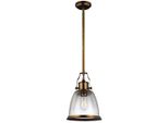 Lampada A Sospensione Hobson In Ottone Invecchiato Paralume In Vetro 1Xe27 60W Feiss