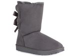 Mytrendshoe Stivali Donna Slip-On Stivali Foderati Caldi Stivali Fiocchi Scarpe 819296, Colore: Grigio, Taglia: 38
