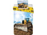 Biancheria Da Letto Bulldozer Baby Copripiumino 100 X 135 Cm, Federa 40 X 60 Cm, Cotone