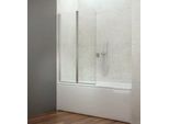 Aqualine Wila - Schermo Da Bagno Pieghevole 900X1400 Mm, Alluminio Lucido/Vetro Chiaro AQ5742