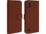 Samsung Galaxy A10: Flip Cover Con Slot Per Schede E Funzione Stand - Marrone