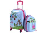 Costway 2 Pezzi Valigia Per Bambini + Zaino Set Di Valigie Per Bambini Valigie Da Viaggio Trolley Per Bambini Blu Chiaro